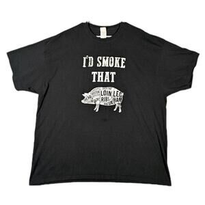 Dickey's Mens 3XL Black BBQ Smoke Pork Cuts Graphic Funny Restaurant T Shirt